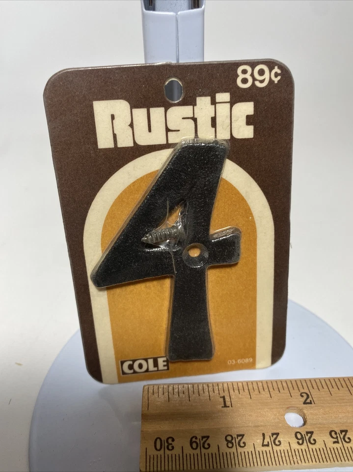 Vintage Cole Rustic Aluminum Cast Metal Mailbox Letters NOS Number 4 - Image 4 of 4