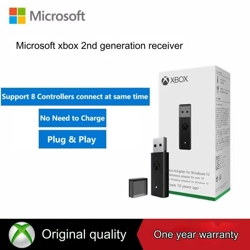 Official Microsoft XBOX ONE Wireless Controller USB Adapter for Windows 10, 11