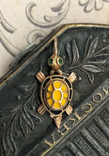 Luxus Vintage Anhänger Russisch Rotgold 585 14K Pendant Emaille Damenschmuck - Bild 3 von 7