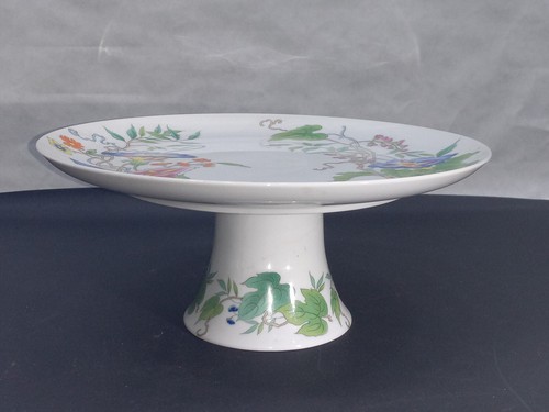Vintage Mann Japan Fine China Eda Morning Glory Cake Stand Plate Floral 10 3/8" - Picture 2 of 5