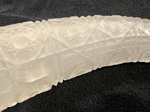 ANTIKE VINTAGE MATTGLAS KRISTALL FÜLLHORN TROMPETE BESTATTUNG AUTO VASE - Bild 6 von 8