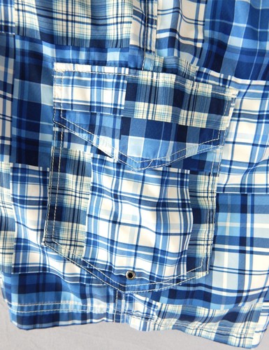 NAUTICA Swim Trunk Board Shorts Men 36x10 BLUE White Plaid Patch Drawstring NWOT - Picture 8 of 10