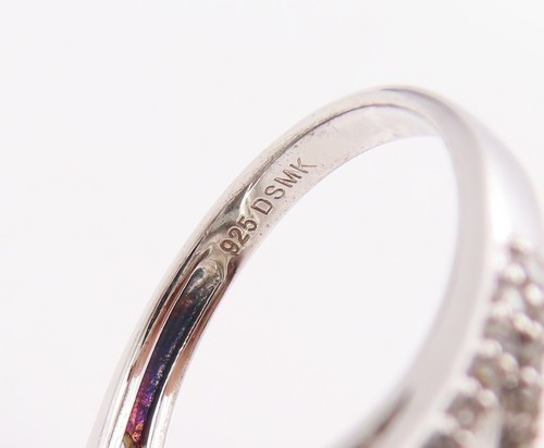 925 Sterling Silver Vintage Ring Drop Cut Green Amethyst Halo CZ  Sz 7  RG30979 - Foto 6 di 8