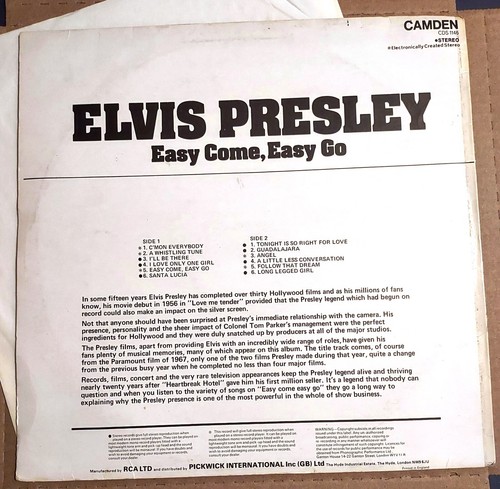 Elvis Presley – Easy Come, Easy Go - Vinyl LP - UK Import - VG/EX - Picture 5 of 5