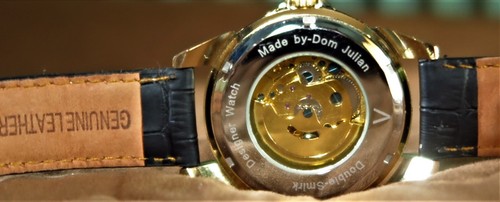 Gold Designer Skeleton  Automatic Watch By Dom Julian - Picture 2 of 4
