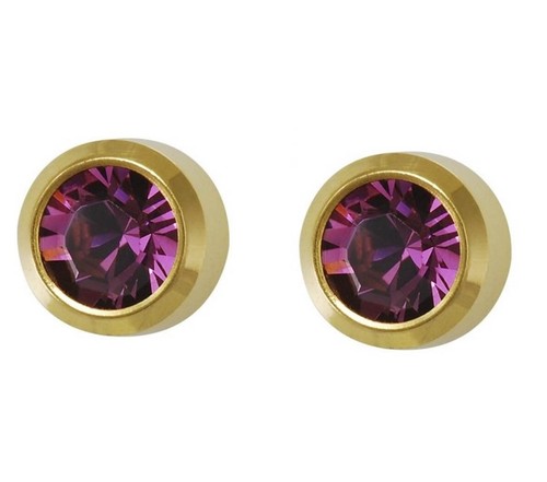 Stainless Birthstone Stud Earrings Hypoallergenic Ear Piercing Bezel Round 4mm - Picture 21 of 128