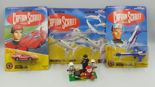 CAPTAIN SCARLET : ANGEL INTERCEPTOR JET FIGHTERS, SPECTRUM CAR & JET LINER SET - Picture 2 of 10