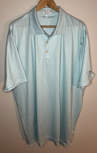 Peter Millar Camicia Estiva Comfort Uomo XXL Golf Polo Dadi Stampa All Over Blu