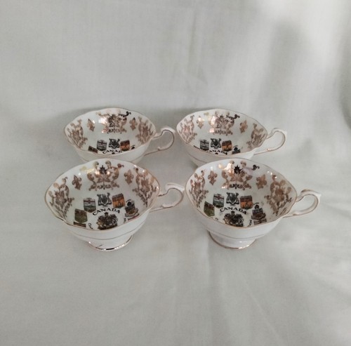 4 Emblems Of Canada Paragon Bone China coats of arms pattern tea cups - Picture 3 of 5