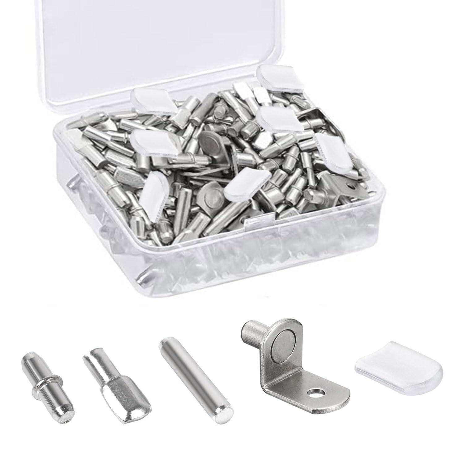 140 Pcs Nickel Shelf Pegs Kit - 4 Styles Shelf Pins for Kitchen Cabinets & More-image