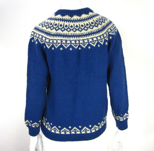 Cárdigan suéter manga larga nórdico Sundt of Bergen para mujer talla M lana mediana azul - Imagen 12 de 16