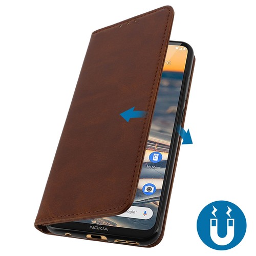 Nokia 5.3 Soft touch case with stand function and wallet - Brown - Picture 4 of 5