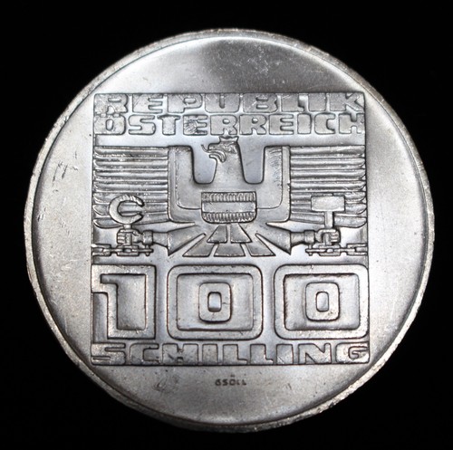 1975 AUSTRIA 100 SCHILLINGS - .640 SILVER - 50th ANNIV. OF THE SCHILLING - Picture 4 of 4