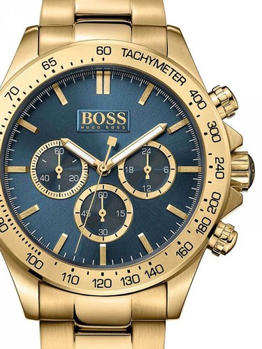 NEW HUGO BOSS IKON HB1513340 GOLD/BLUE CHRONOGRAPH QUARTZ MENS WATCH - Picture 2 of 8