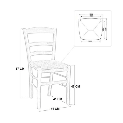 Silla Paesana de Madera Cerezo Con Asiento En Paja Arroz - Imagen 2 de 5