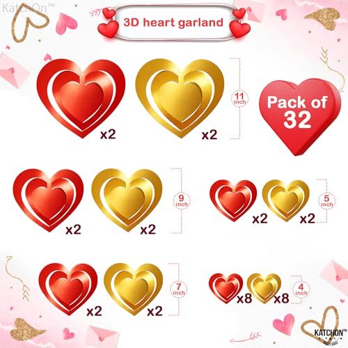 , Valentines Hanging Decorations - 11 Inch, Pack of 32 | Valentines Day - Picture 3 of 8
