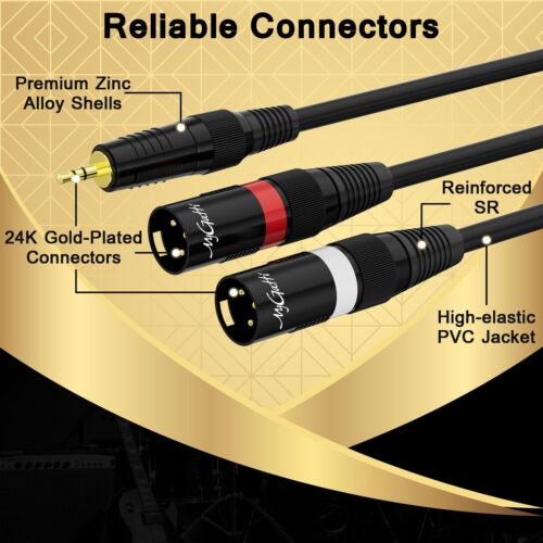 3.5mm TRS to 2 XLR Pro Stereo Cable 75 FT 1/8 inch Male to Dual XLR Male Y Sp... - Picture 2 of 6
