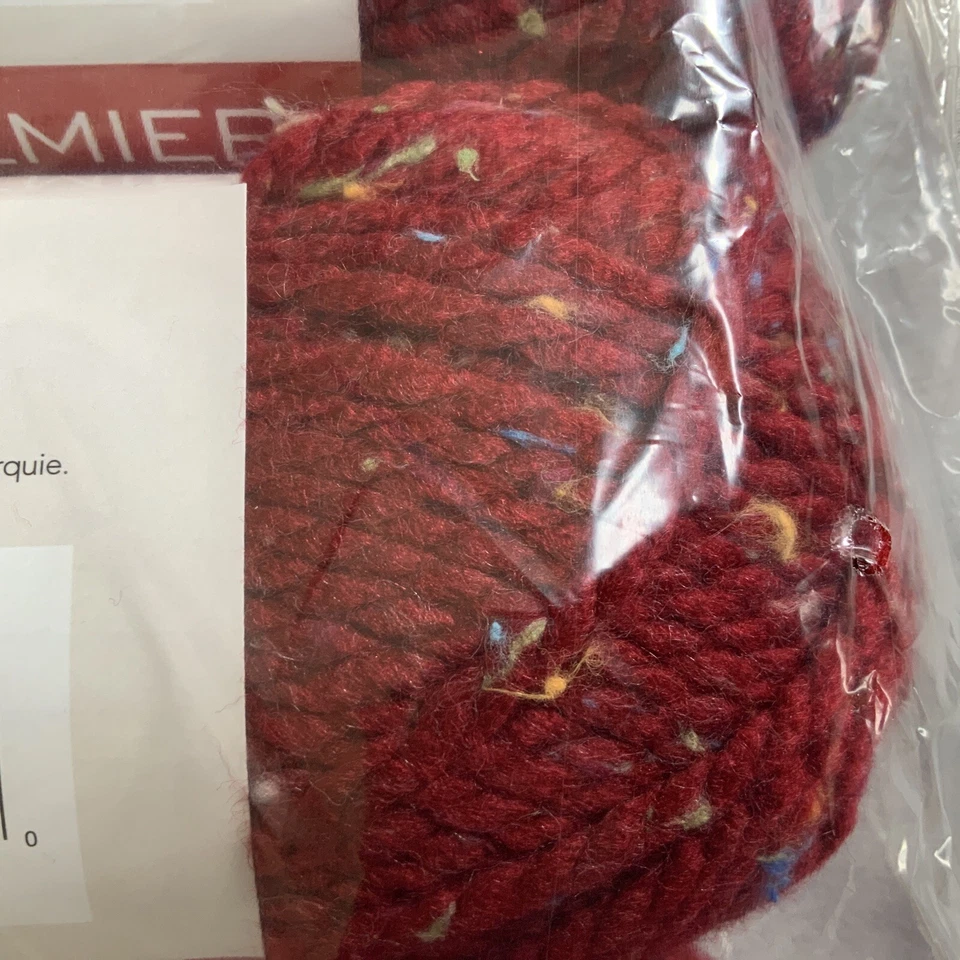 Premier Hilado Serenity Grueso Tweed Claret Rojo Paquete de 3 Skiens 109 yardas cada uno Foto 2 de 4