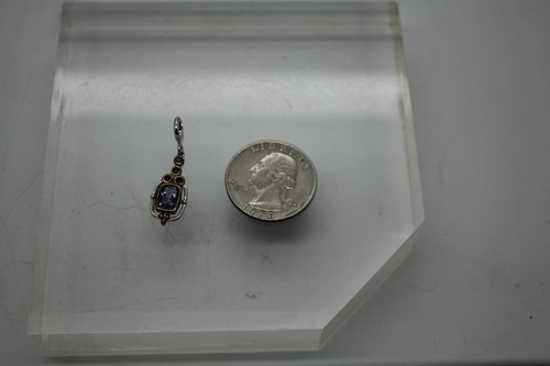 .925 Sterling Silver Emerald Cut AMETHYST DANGLE CLIP CHARM, 1.82gr - Picture 6 of 11