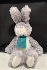 Harry and David Bunny Rabbit Plush Gray White Stuffed Animal Green Scarf 2014