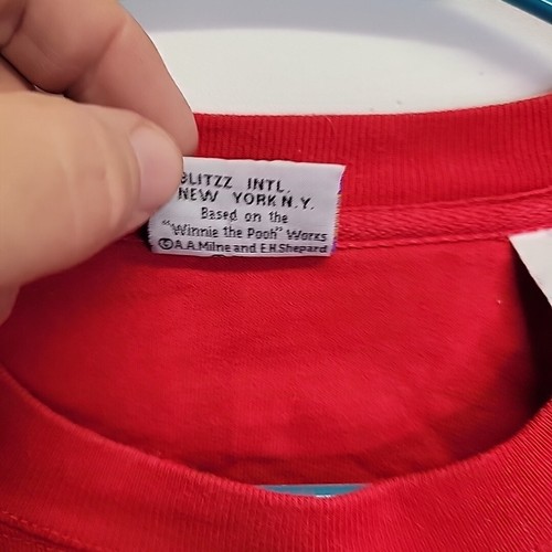 VTG 90s Embroidered WINNIE THE POOH Blitzz Intl SZ Large Red Sweatshirt - Picture 7 of 14
