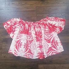 Plenty by Tracy Reece Red Hawaiian Print Top