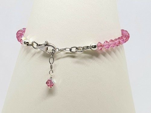 Tobillera Brillante con Cristales Swarovski Elementos Plata Rosa AB Handmade - Imagen 2 de 2