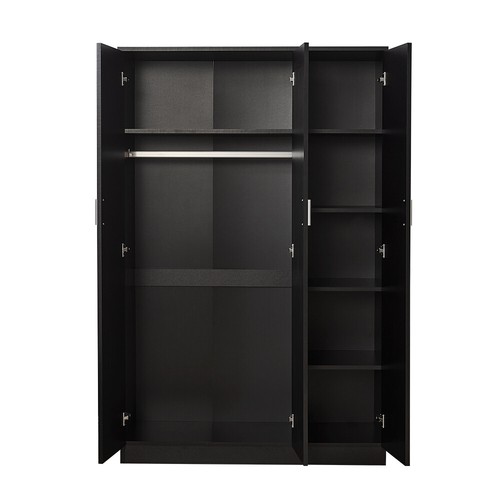 3 Door Triple Wardrobe Bedroom Clothes Cupboard with Shelves & Hanging Rail - Picture 25 of 38