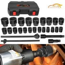3/4" Drive Impact Socket Set, 27Pcs Standard SAE 7/8" to 2", Metric 22 to 50 mm