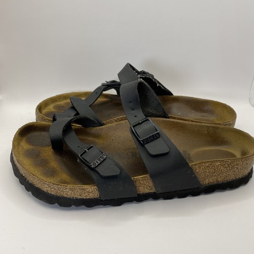 Birkenstock Mayari Birko Flor Black Leather Sandals Womens Sz EU 36 US W5 - Picture 8 of 12