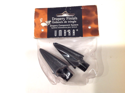 NOS UMBRA Black Solid Metal Drapery Arrow Finials Lot of 2