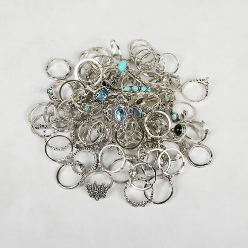 Wholesale 100pcs Bohemia Vintage Rings Women Antique Silver Gift Fashion Jewelry - Picture 9 of 9