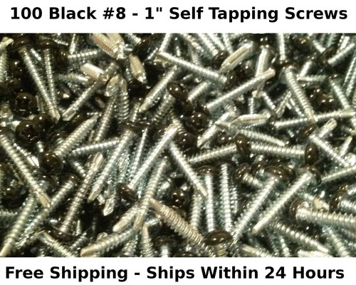 100 - #8 X 1" Black Self Tapping Pan Head Screws RV Trailer Camper Motorhome - Bild 1 von 3