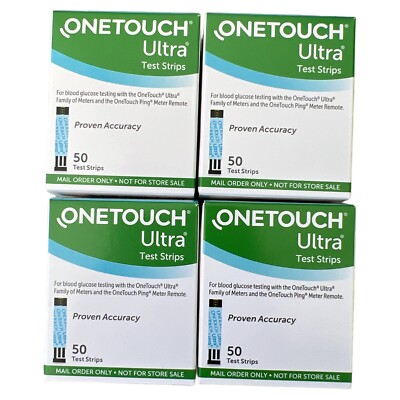 (4) One Touch Ultra Blue Test Strips - 50 Count Free Shipping! Exp-09/30/2023+