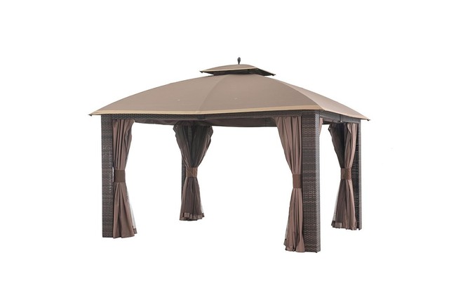 Octagon Gazebo With Canopy Curtains Steel Frame Outdoor Backyard Gazebo With Canopy Curtains Steel Frame
