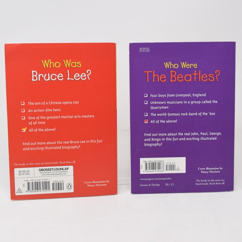 2 Books Who Was Bruce Lee Who Were the Beatles Paperback Illustrated Biography - Picture 2 of 17