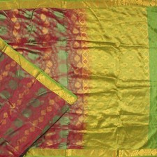 Vintage 100 Pure Silk Sarees Zari Handcrafted Butta Work Festive Sari Fabric