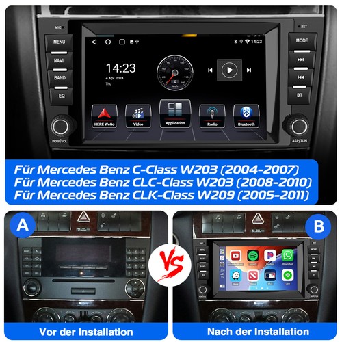 2+32G Carplay Autoradio Android 13 für Benz C/CLC W203  W209 GPS RDS KAM MIK - Bild 7 von 20