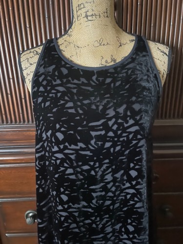 Eileen Fisher Sleeveless Burnout Velvet Black Viscose Dress Size M Medium - Picture 10 of 11