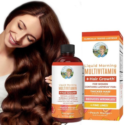 Liquid Morning Multivitamin + Hair Growth, Peach Mango, 450ML - Bild 2 von 8