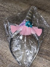 Girls Unicorn Silver Glitter Headband Pink Floral Halloween Costume Nwot