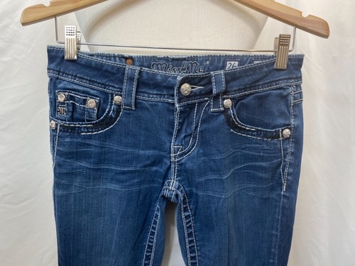 Women's 26 X 31 Jegging Jean's Miss Me Blue Distressed Skinny 3 Pocket - Picture 3 of 10