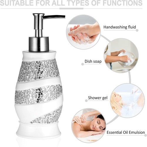 4-Piece Sinatra White Bathroom Accessories Set - Luxe Resin & Mosaic Design - Picture 5 of 9