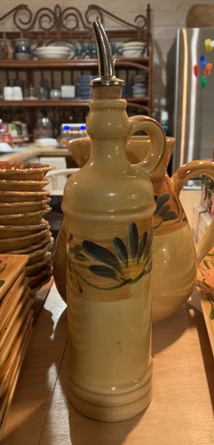 Oil Cruet,Le Maison Catherine Pottery Hand Painted French,Poet-Laval - Picture 1 of 6