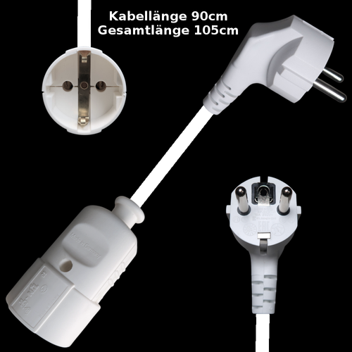 Stromkabel Verlängerung 20cm - 150cm Schuko Schutzkontakt Winkelstecker 1,5mm² - Picture 36 of 55