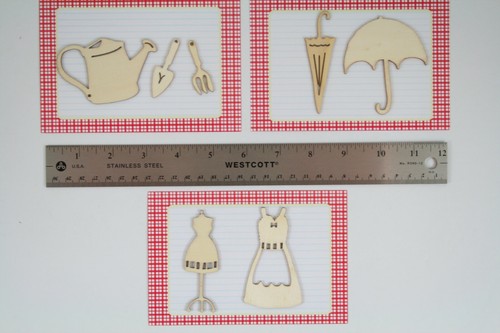 Claudine Hellmuth Laser Wood Die Cut Set Embellishments w/Rub On Transfers OOP - Foto 11 di 12