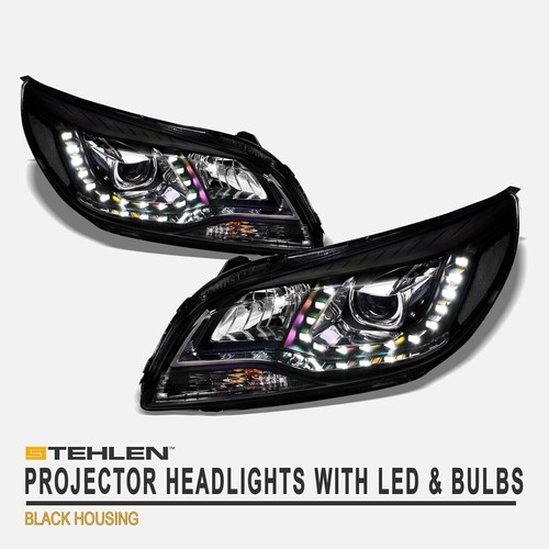 Fit 2013-2015 Chevy Malibu Black Projector Headlights Head Lamps LED Strip 13-15 - Picture 3 of 8