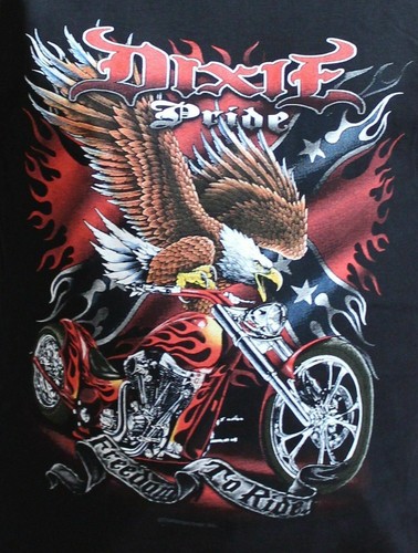 DIXIE PRIDE FREEDOM TO RIDE BLACK MOTORCYCLE FULL SLEEVE T-SHIRT ALL SIZES - TH3 - Picture 3 of 3