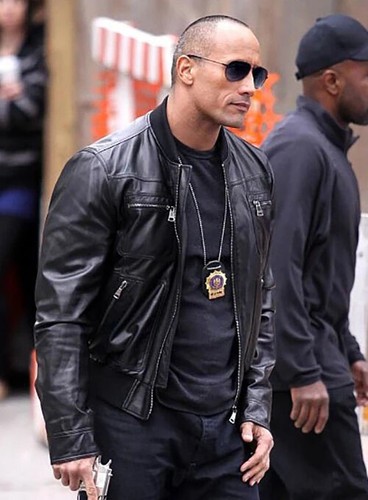 Dwayne Johnson Leather Jacket - Men's Flight/Bomber Biker Pure Lambskin Leather - Picture 2 of 11