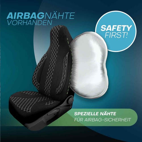 Fundas de asiento Pilot adecuadas para Jeep Compass 2 (blanco y negro) | 2x delanteras ZARA408 - Imagen 9 de 12